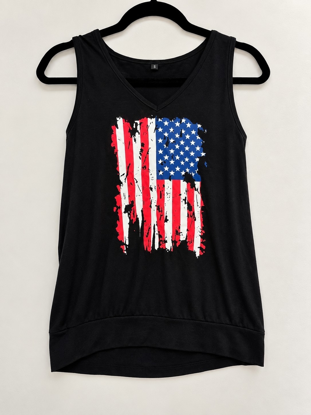 Black Distressed American Flag Tank Top Size Small Patriotic 🇺🇸